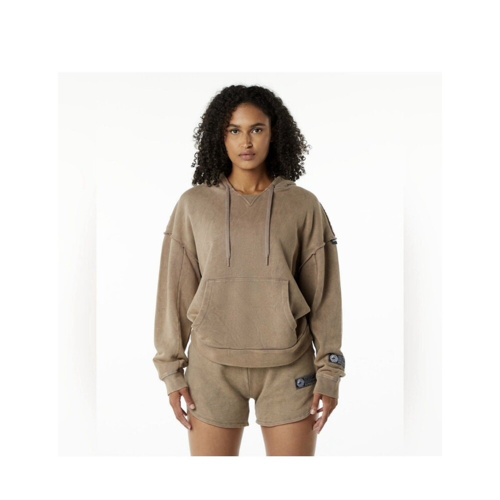 ALPHALETE Women’s Terry Oversized Hoodie - Smokey Quartz ,Size Medium